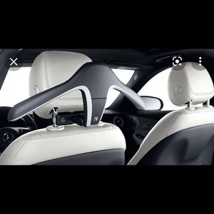 Mercedes-Benz Black and Silver Car Headrest Coat Hanger